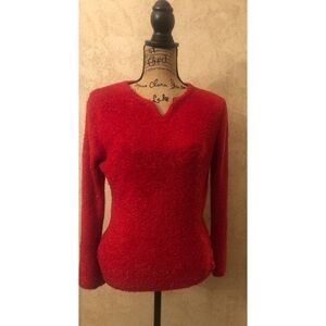 💕Maggie & Zoe Red V Neck Sweater Size Large